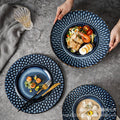 Japanese kiln-turned-beautiful western food plate, household polka dot creative tall spaghetti plate, soup plate, dessert plate