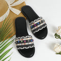2025 new export summer women's slippers - fashionable, casual, comfortable, flat, ethnic style, one-strap woven design