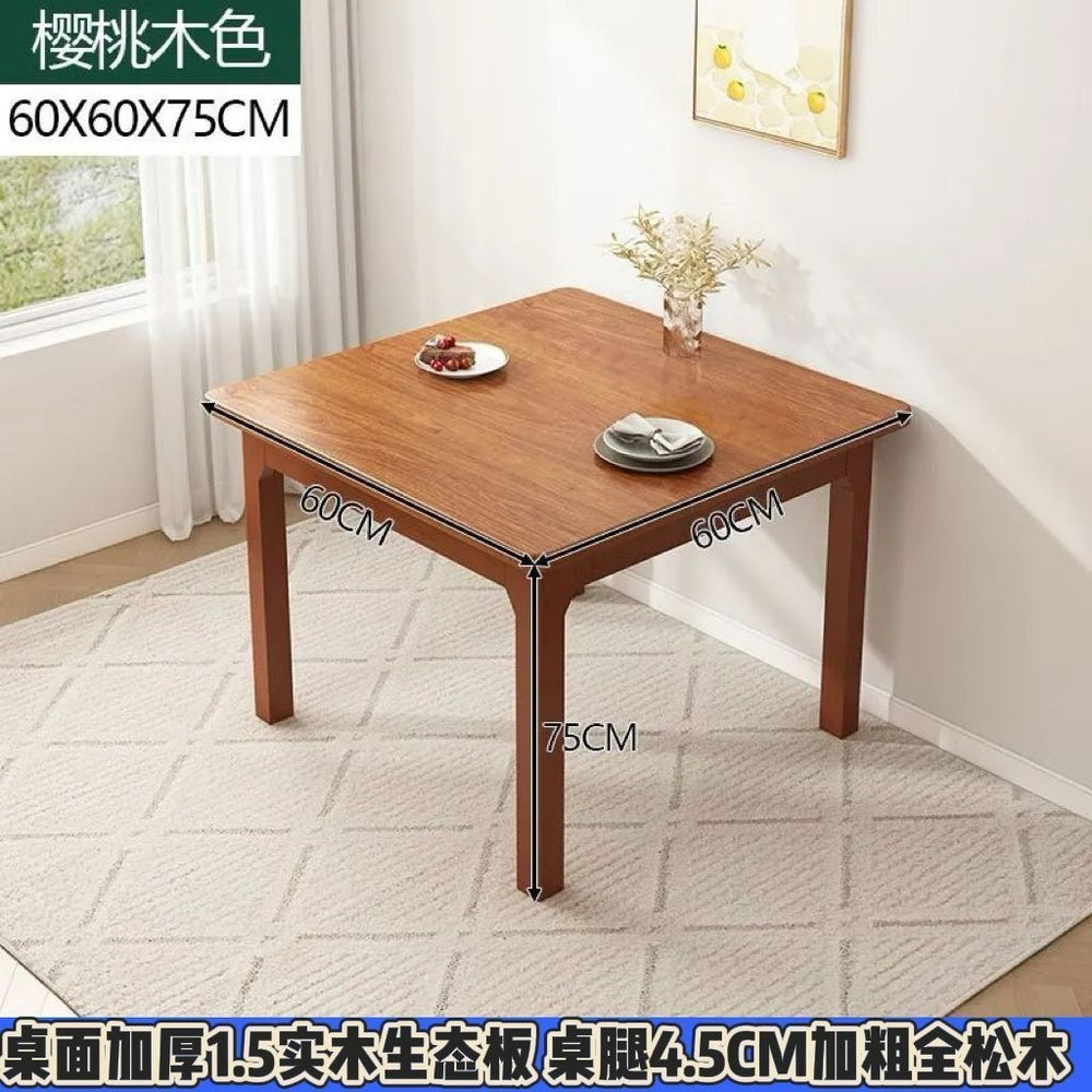 New solid wood dining table and chair set - thickened tabletop, perfect for small spaces, square solid wood dining table for home living room
