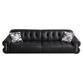Frenchretro genuine leather sofa medieval living room straight row high-foot brown sugar cloud sofa scandinaviancasual buckle sofa