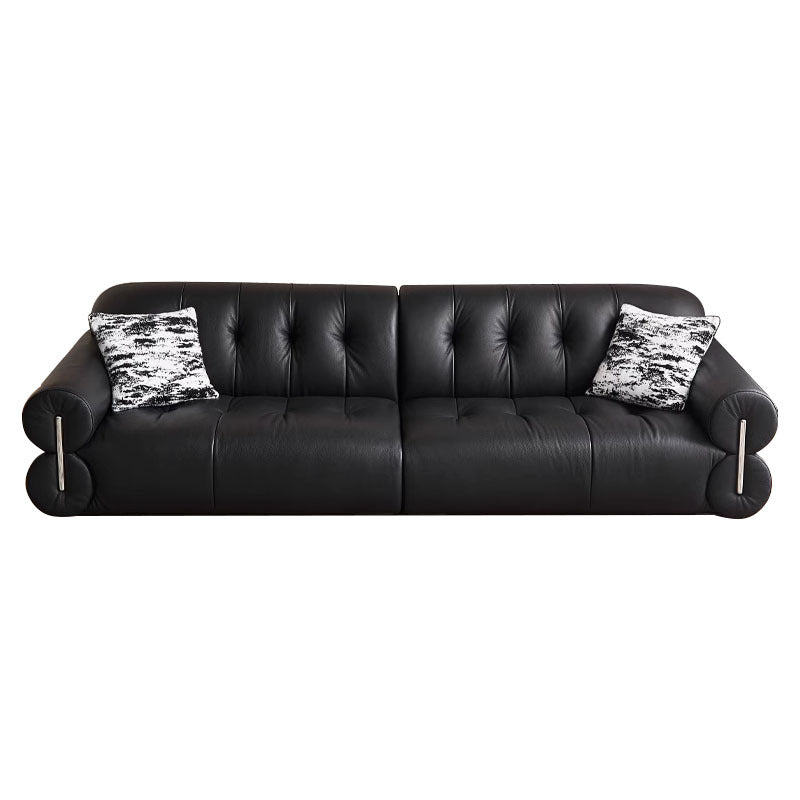 Frenchretro genuine leather sofa medieval living room straight row high-foot brown sugar cloud sofa scandinaviancasual buckle sofa