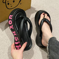 New women's platform flip-flops: summer outdoor wear, korean style, trendy home slippers, soft sole, letter eva sandals