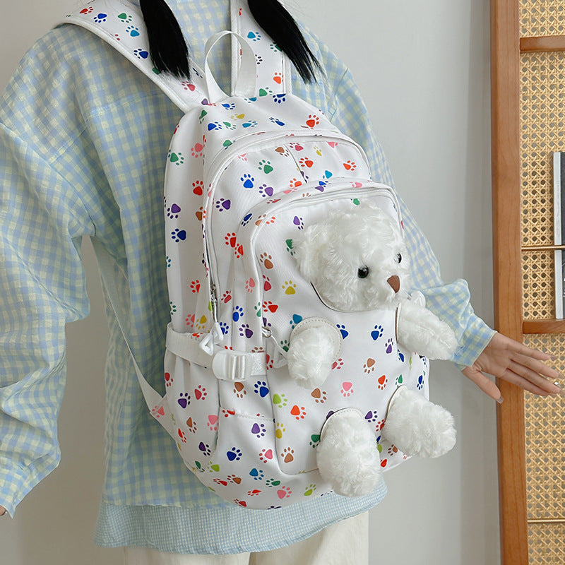 New Korean version cute doll backpack junior high school student schoolbag girls trend cute girl backpack