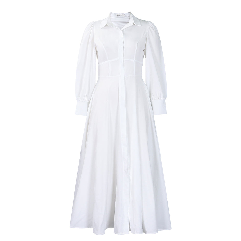 D570  cross-border fashion:  new european and american style elegant long-sleeve shirt dress