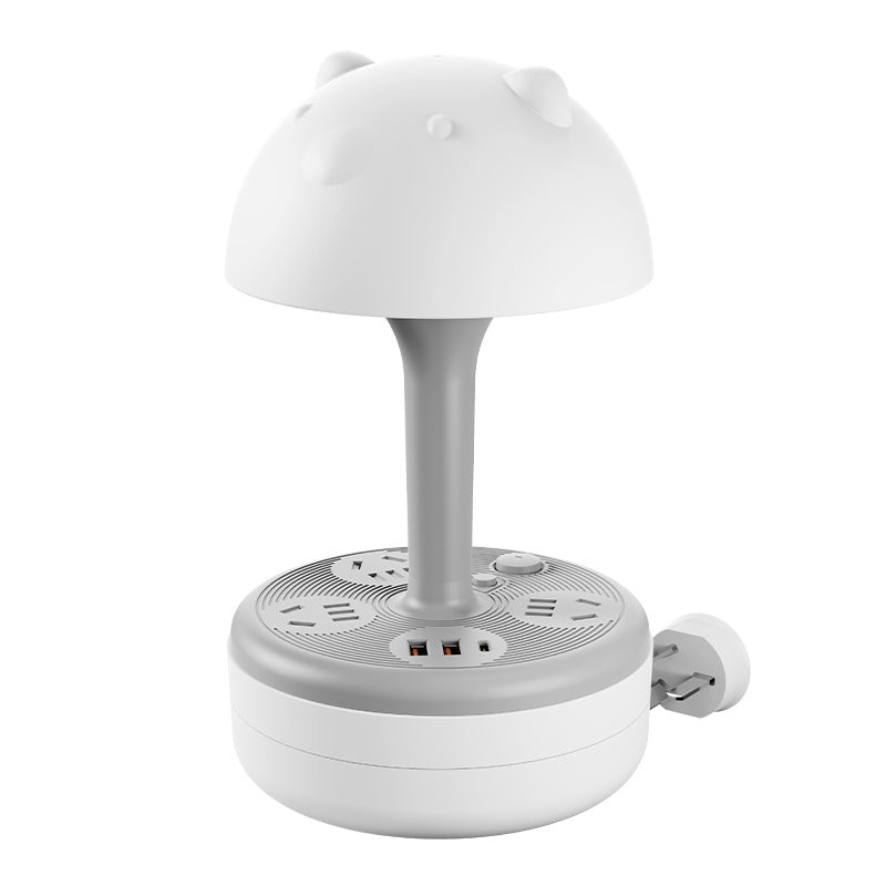 Eye-care desk lamp with built-in power strip and cord management – perfect for students, writing, bedroom night light, bedside use, baby feeding, and sleep
