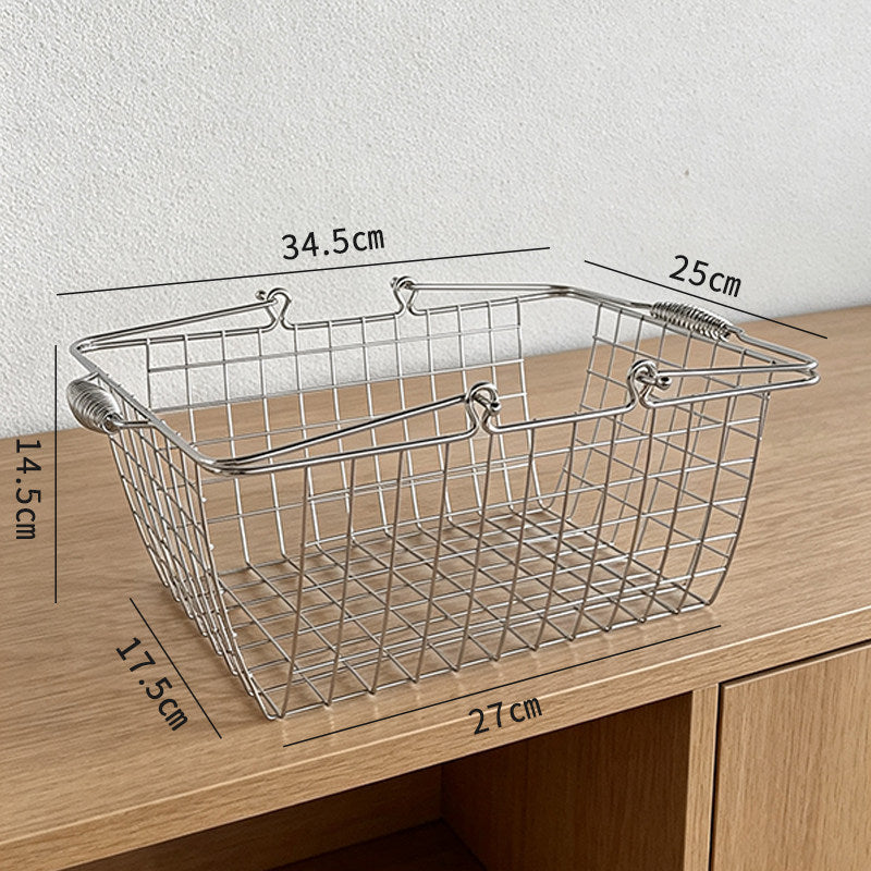Ins style metal shopping basket iron basket storage basket hand basket desktop miscellaneous storage basket storage basket