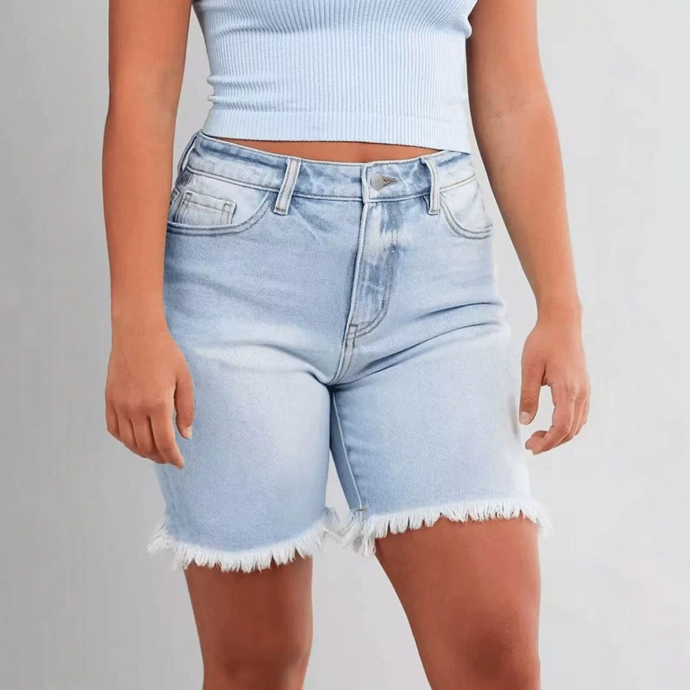 american summer hot jeans with frayed hem casualloose denim shorts y2k hot girl three-quarter pants