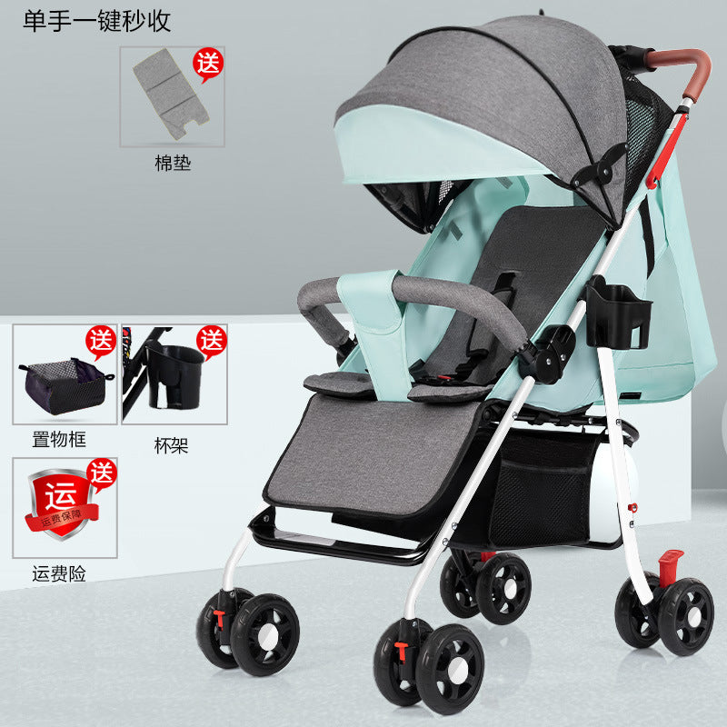Baby stroller - lightweight, foldable, reclining, four-wheel pushchair for infants and toddlers - one-click folding - dropshipping available