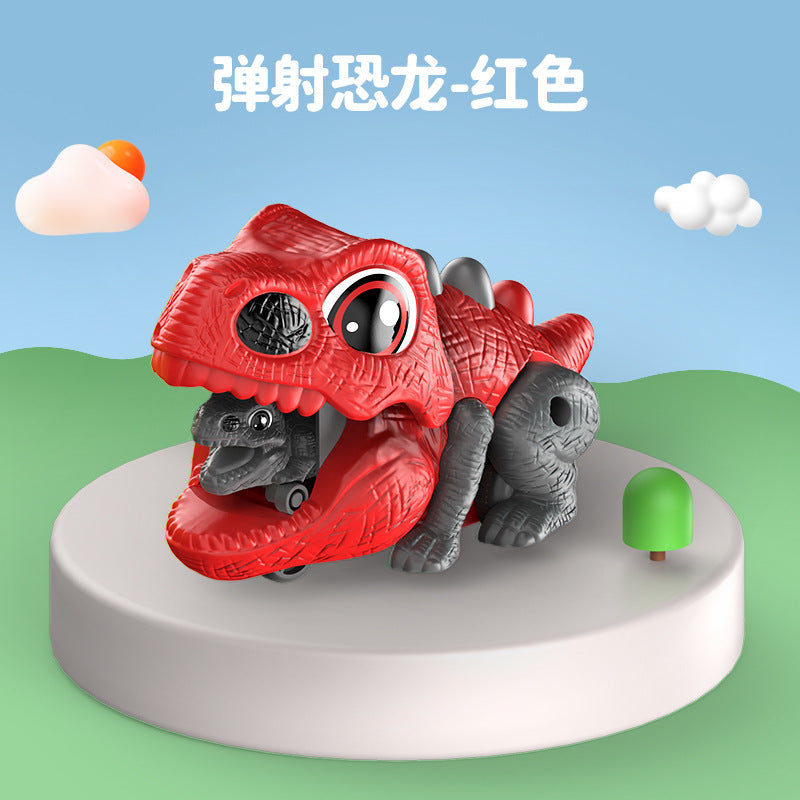Q cute dinosaur ejection car inertia sliding ejection dinosaur car simulation modeling male and female parent-child interaction, educational toys