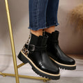 Plus size british style martin boots for women - new autumn/winter  collection - round toe, chunky sole, leopard print, versatile women's boots