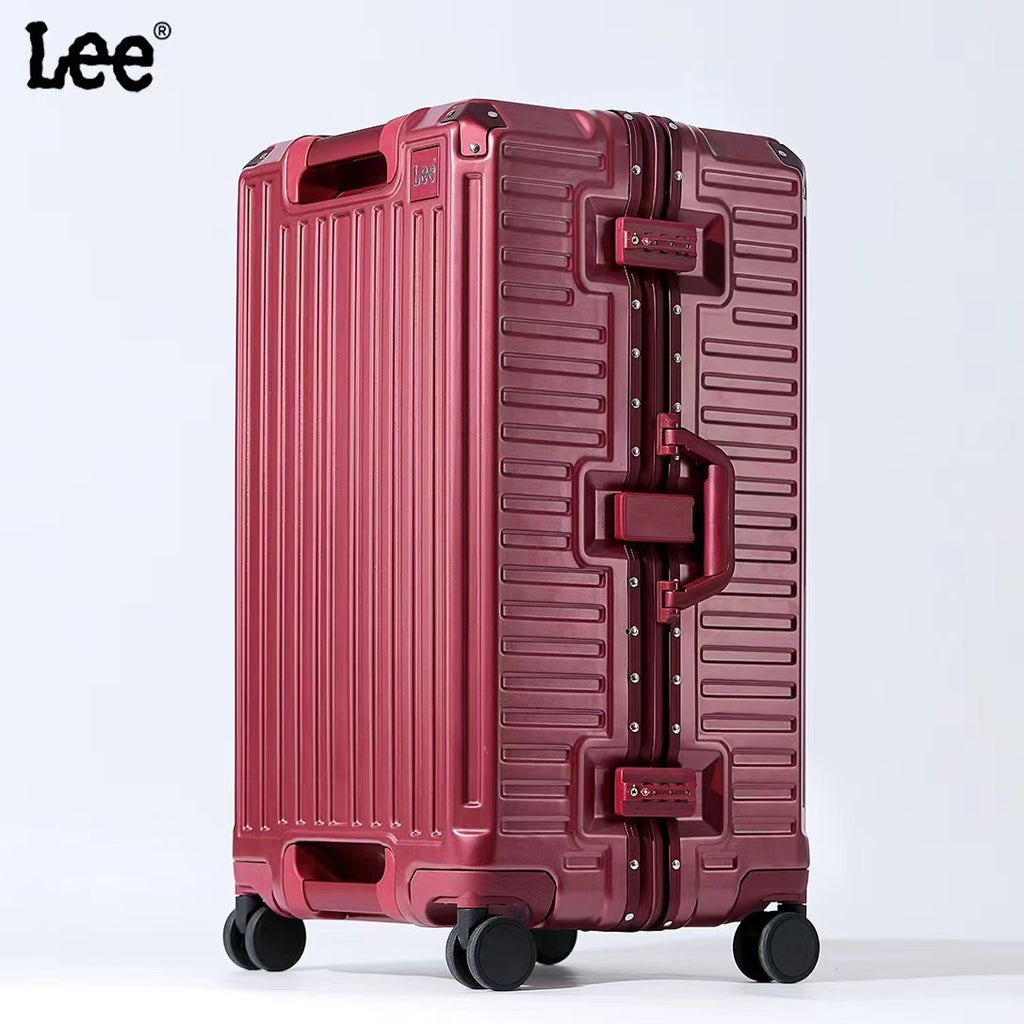 Large capacity suitcase Women's high-value trolley case Aluminum frame universal wheel suitcase 30-inch password bag leather case