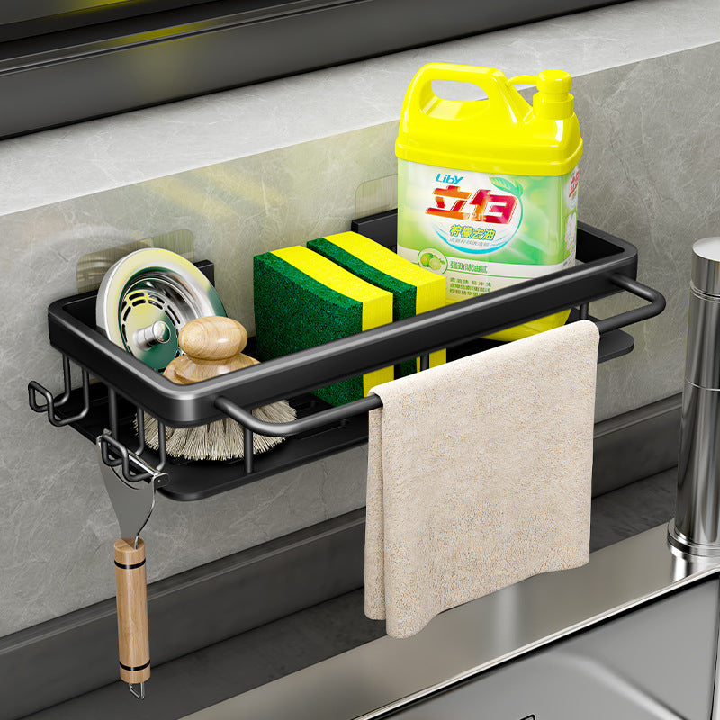 rag rack, kitchen storage rack, shelf, household seasoning rack, sink, sponge drain basket, wall-mounted sink artifact