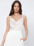 Suit with artificial silk satin suspenders women's stacked collar outwear sexy bottom swing collar short tops