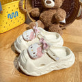 Cute cartoon hello kitty clogs - fairy style outdoor summer thick sole height increasing non-slip "stomping on clouds" beach closed-toe slippers
