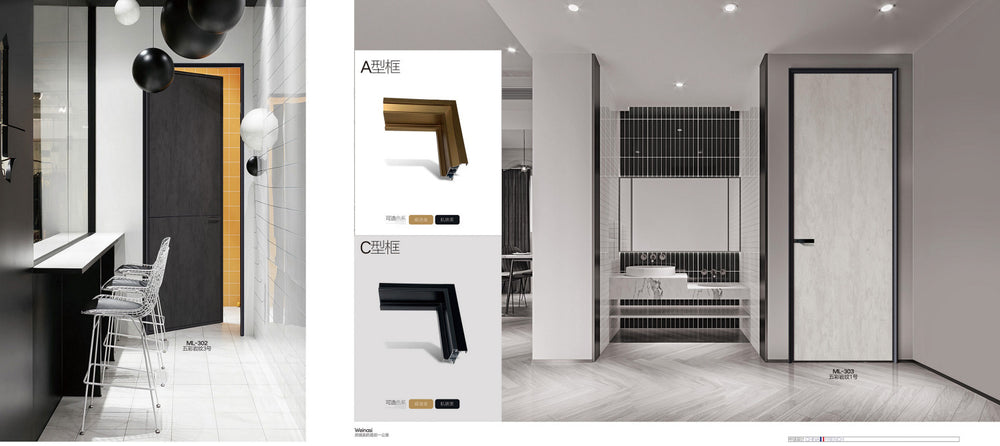 Paint-free solid cross-border aluminum wood door bedroom door entrance door hotel door wooden door swing single door solid wood composite light luxury