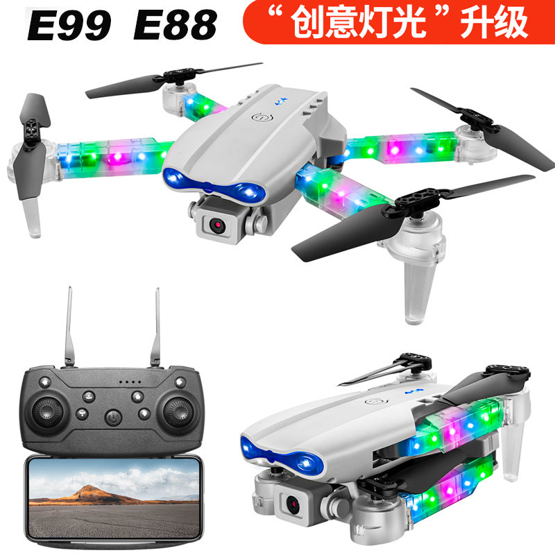 E99e88d drone aerial photography foldable quadcopter with lights, remote control aircraft, barometric altitude hold, kids' drone