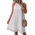 fashion  cut outembroiderhalterdress sleeveless loose a-line beach vacation skirt