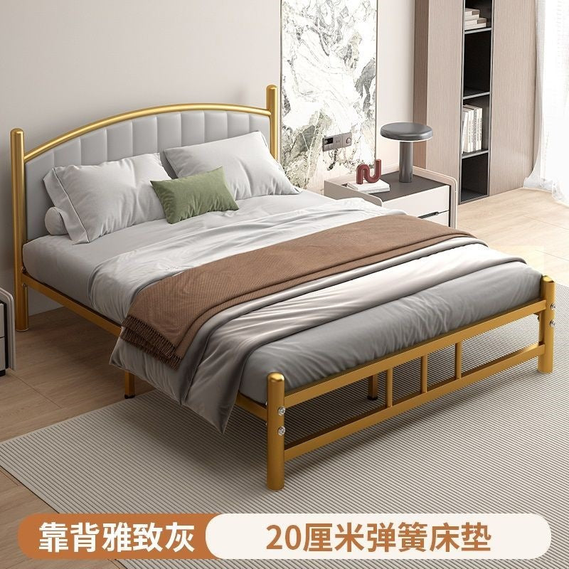 Wrought iron bed sheets double bed 1.2m thickened b&b iron frame bed apartment 1.8 modern casualfor home soft bed