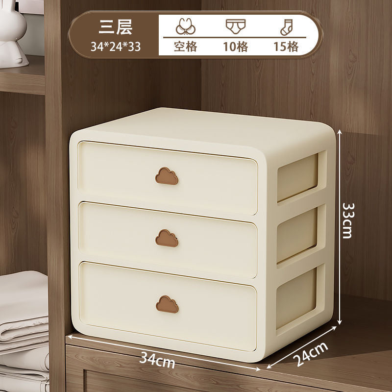 ins underwear storage box 3-in-1 household grid large capacity plastic multi-functional drawer wardrobe finishing box