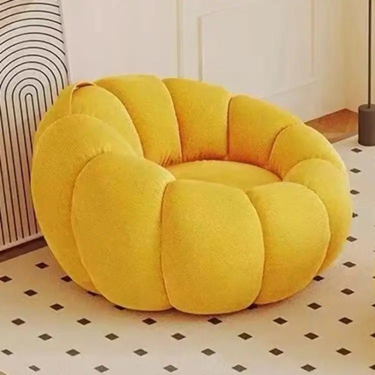 Vacuum compressed pumpkin lazy sofa - reclining & sleepable single sofa - cream style for bedroom, living room, or balcony