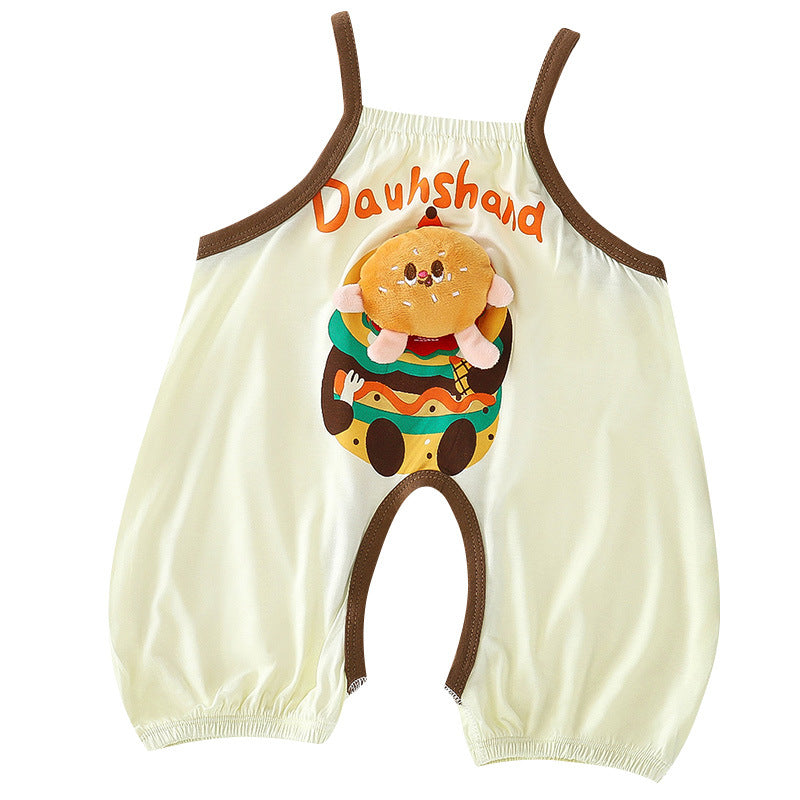 Comfortable and breathable baby romper - summer newborn outfit with open crotch - adorable crawling suit for summer