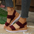 Wholesale women's plus size platform wedge heel sandals with open back and flyknit upper - summer  beachwear
