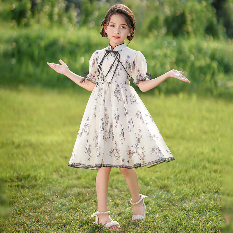 Girl chinese style jiangnan water town han dynasty cheongsam summer new product little girl chinese ancient style super fairy cheongsam skirt