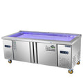 Stainless steel ice cream display case, commercial horizontal freezer, dual-temperature fresh food storage, stainless steel ice cream display counter