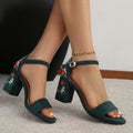 2026 summer new arrival: plus-size suede ethnic embroidered mid-heel sandals - women's versatile chunky heel sandals for a chic summer look