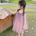Girls'  new princess dress, stylish children's konjac purple dress, summer formal wear, baby dress, summer style