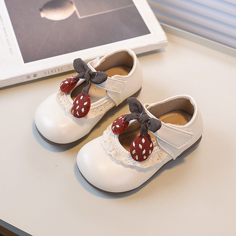 Vancahao girls' stylish and cute cartoon bow princess shoes - new spring/autumn collection for toddlers and little girls - leather shoes