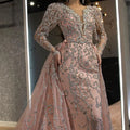 new european and american cross-border women's fashion  dress - sexy v-neck long sleeve gold-sprinkled train evening gown