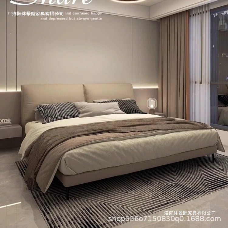 Ear bed accessible luxury modern first layer cowhide casualdouble 1.8 master bedroom normcore soft package wedding bed 2m