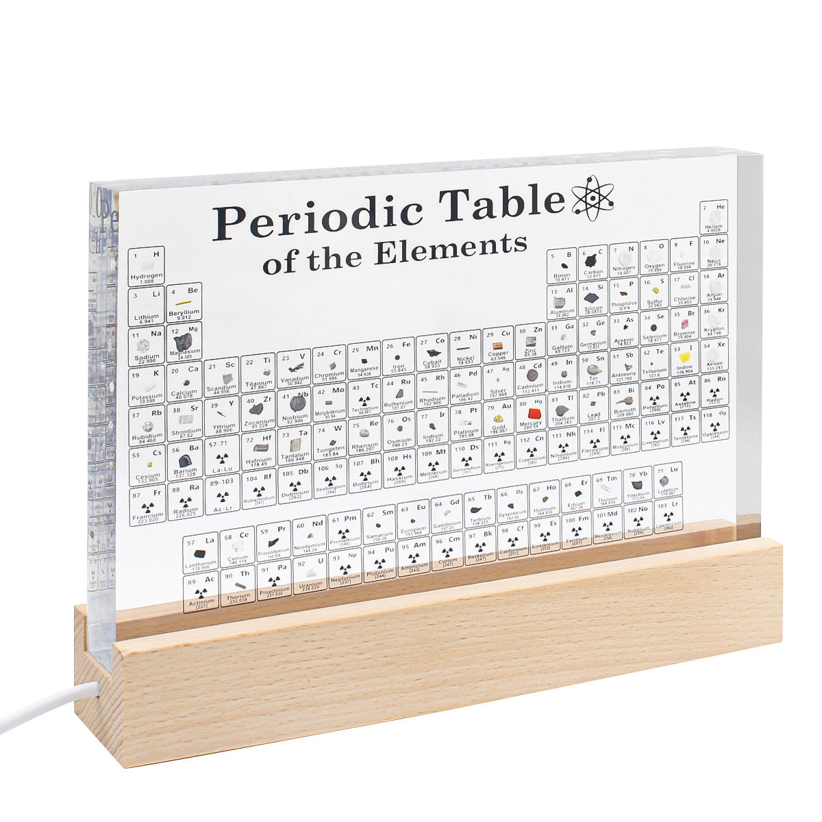 Newly upgraded oversized chemical element table 83 real elements embedded colorful plug-in luminous lamp holder ornament