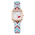 New braided cord square watch - versatile, mori girl style, fresh & cute, high-value, student-friendly, minimalist quartz watch - wholesale