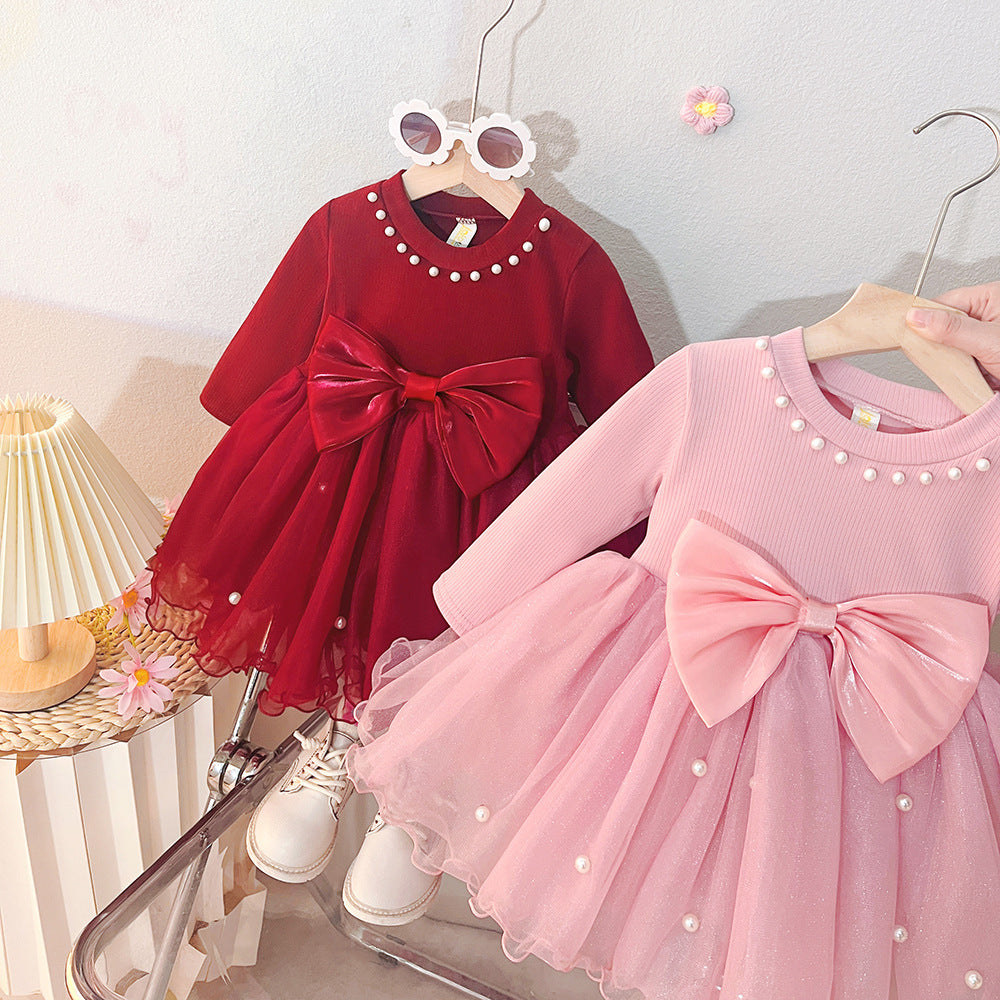 Kidsspring style dress autumn baby girl princess first birthday mesh dress kids