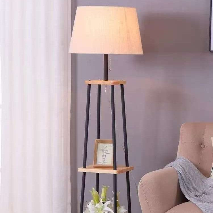 Floor lamp American wood tripod floor lamp bedroom living room study simple modern creative Nordic vertical table lamp