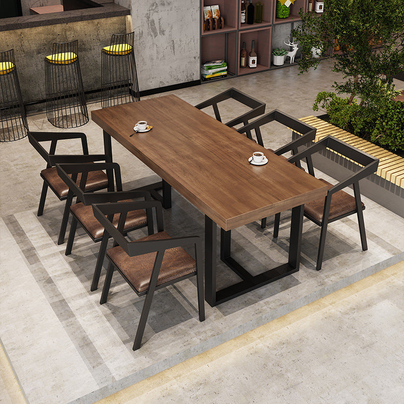 American industrial style dining table and chair combination commercial bar hot pot restaurant restaurant booth tavern clear bar solid wood dining table and chairs