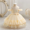 Ready-to-ship toddler & little girl's evening gown - off-the-shoulder sequin princess dress - first birthday dress - girl's dress