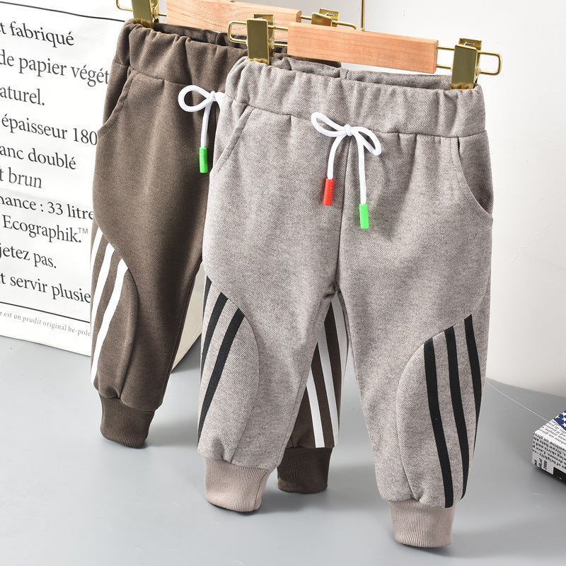 Kidsfleece-lined pantsfall and winter style outwear children's pants, fashionable boys and girls cotton pants, heattech pants supply