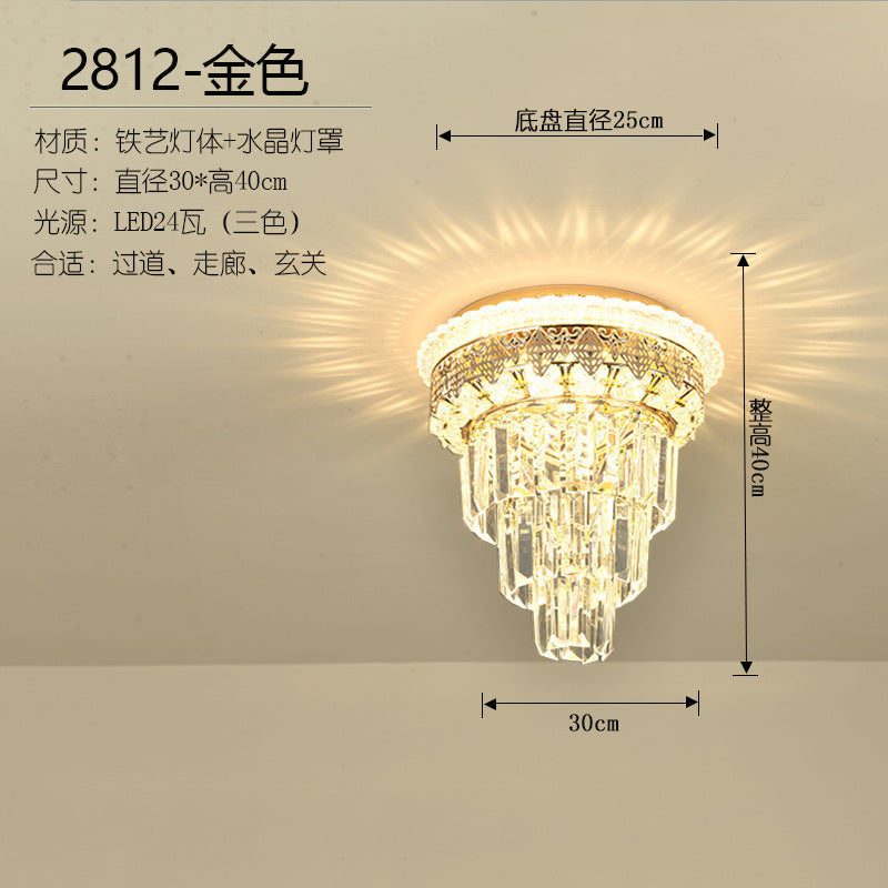 [Strict selection] American crystal small chandelier corridor decorative lighting entrance cloakroom ceiling modern LED light