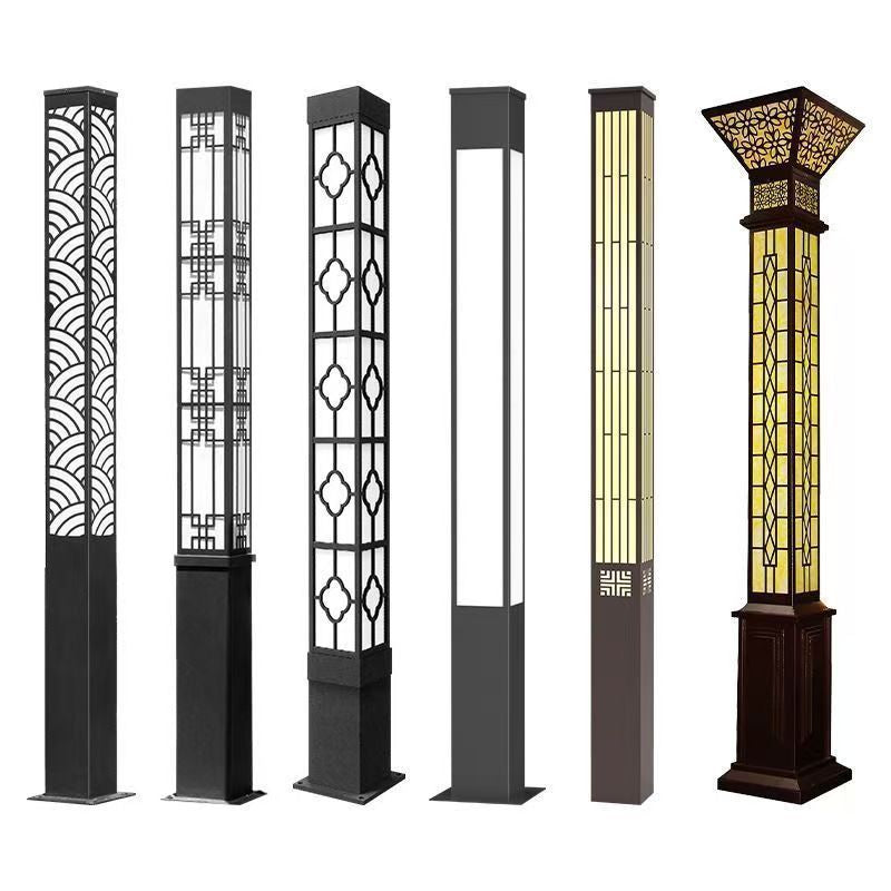 Solar powered garden lights, street lights, landscape lighting, villa & park outdoor waterproof square antique lamp posts, pillar style