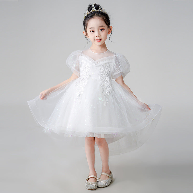 Girls' train dress, stylish children's princess dress, new baby catwalk piano performance clothes, in stock wholesale