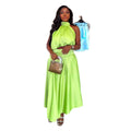 European and american cross-border women's fashion:  summer new collection - stylish halter neck sleeveless top and high-waisted midi skirt set