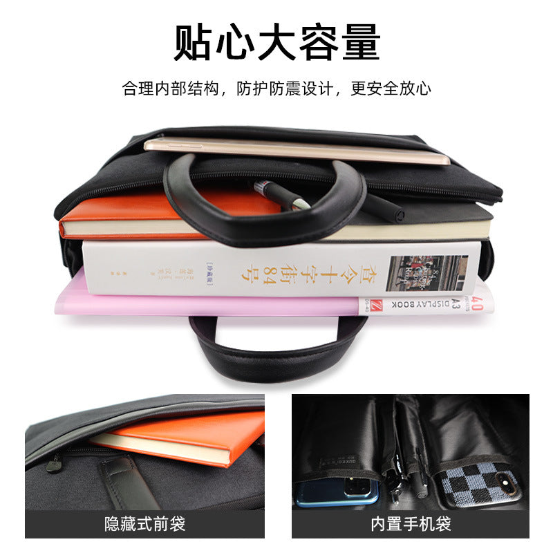 Portable briefcase zippered office bag conference bag satchel document bag document bag business bag printing logo
