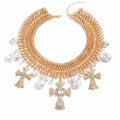 Pearl cross necklace wholesale european and american cross-border accessible luxury niche jewelry metal collar exaggerated clavicle chain for women