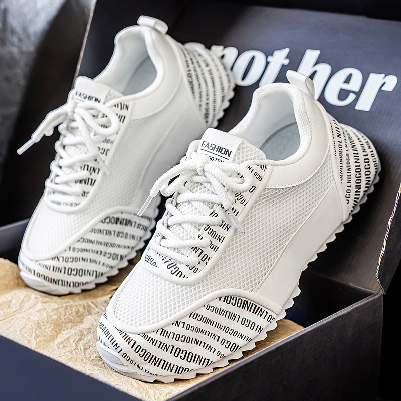 2025 winter men's trendy casual shoes: versatile, breathable mesh, fashionable soft sole, lightweight korean style running sneakers