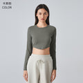 New women's yoga top: skin-friendly, barely-there feel, breathable fitness top, cropped, slim-fit, long-sleeve activewear (daw193)