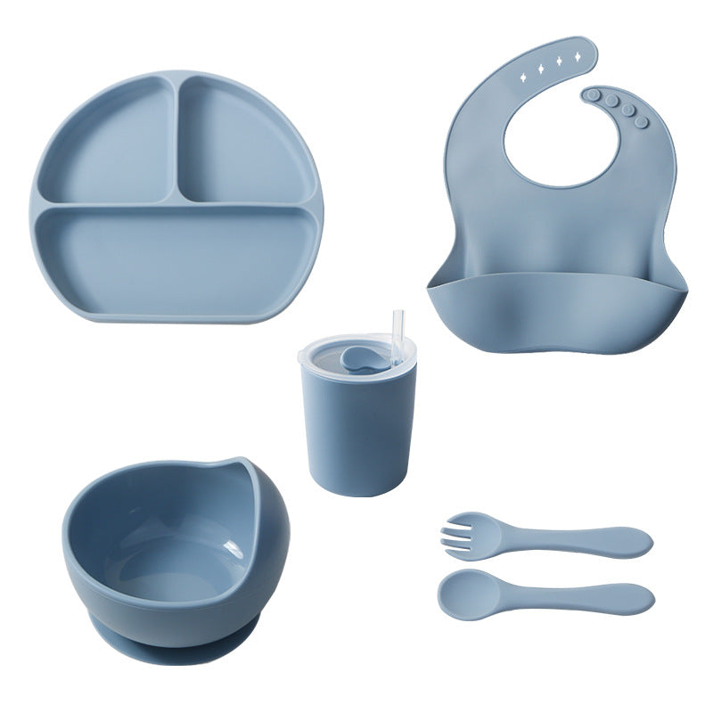 hot-selling baby dinner plate set, baby food supplement silicone dinner plate and bowl, food-grade children's feeding tableware wholesale
