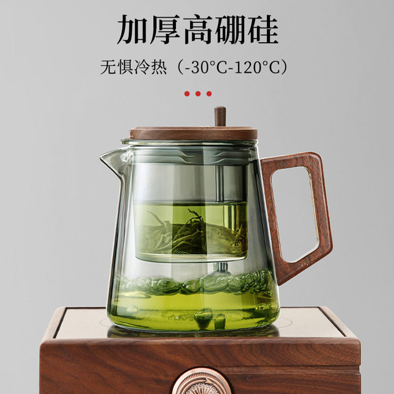 Walnut elegant cup for home tea making separation pot heat-resistant glass teapot tea maker tea water separation pot tea set
